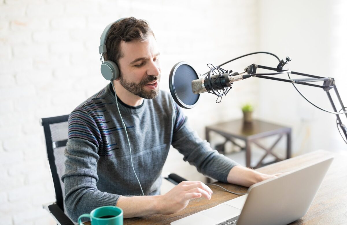 Man Broadcasting a Podcast